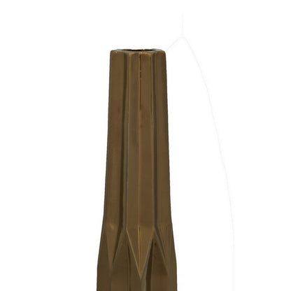 Tasha 32 Inch Vase with Geometric Design, Slim Profile Shiny Ceramic, Deep Bronze