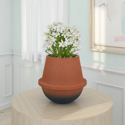 Decorative Flower Vase, Terracotta Inspired Orange Ceramic 10 Inch