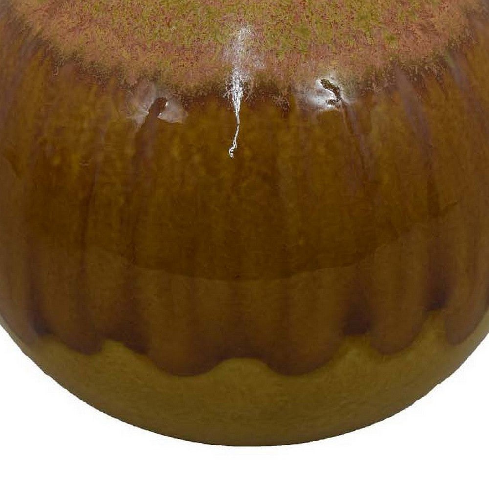 Mary Tabletop Accent Decor, Modern Round Orb, 10 Inch Brown Ceramic