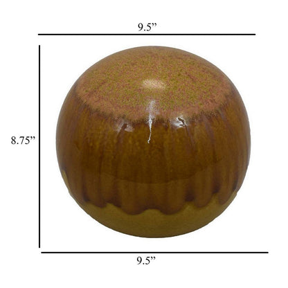 Mary Tabletop Accent Decor, Modern Round Orb, 10 Inch Brown Ceramic
