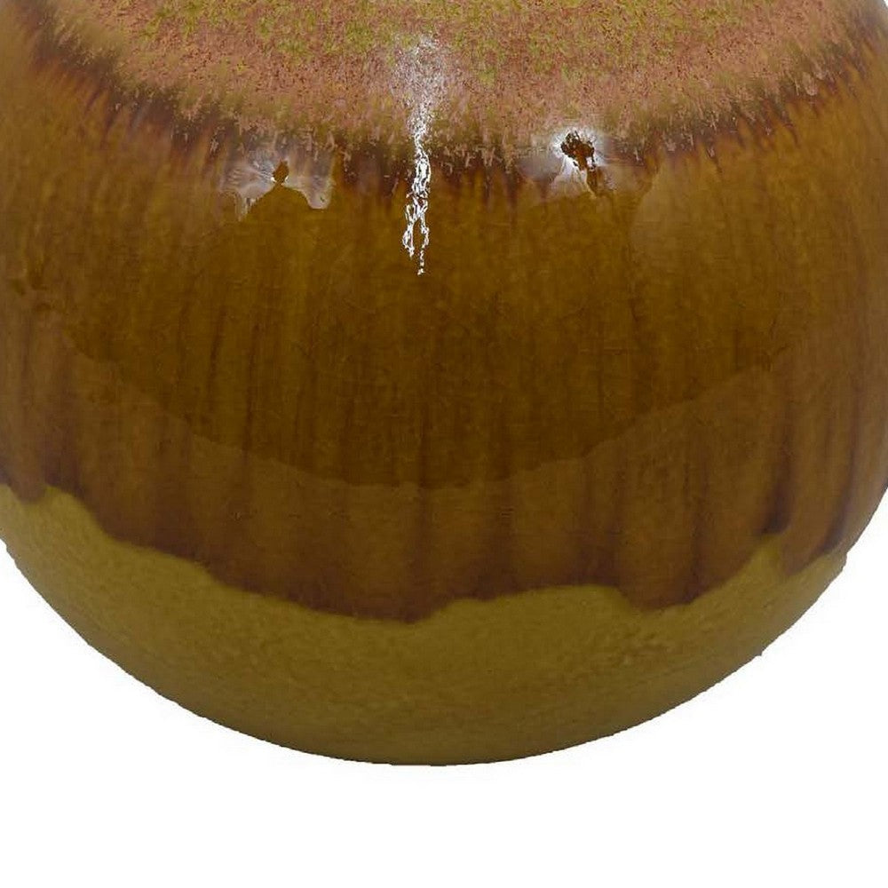 Mary Tabletop Accent Decor, Modern Round Ball, 12 Inch Brown Ceramic