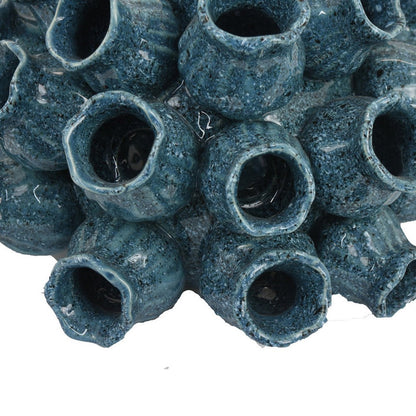 Coral Accent Vase, Dark Blue Ceramic Finish, Coastal Design, 11 Inch