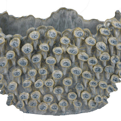 Nina Decorative Bowl, Light Blue, Coral Textured Gray Ceramic, 14 Inch