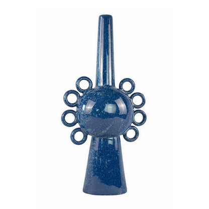 Kary Flower Vase, Unique 3D Aesthetic, Narrow 23 Inch Blue Ceramic