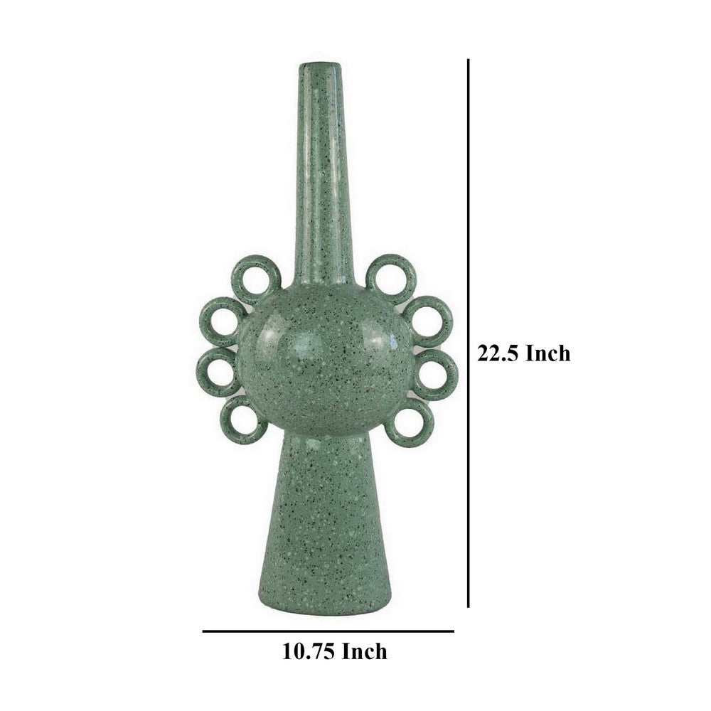 Kary Flower Vase, Unique 3D Look, Narrow 23 Inch Sage Green Ceramic