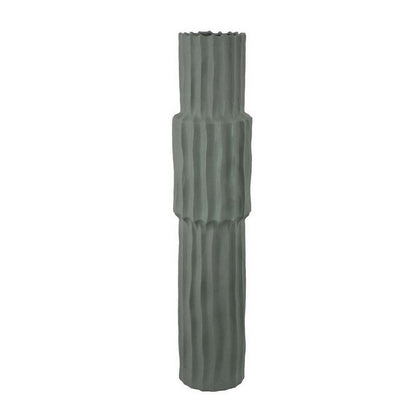 Decorative Accent Vase, Sleek Cactus Design, 30 Inch Green Ceramic