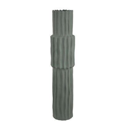 Decorative Accent Vase, Sleek Cactus Design, 30 Inch Green Ceramic