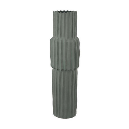 Decorative Accent Vase, Sleek Cactus Design, 36 Inch Green Ceramic