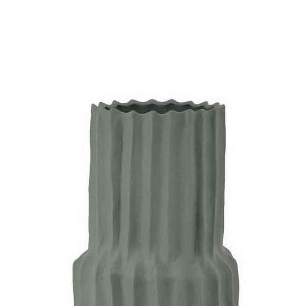Decorative Accent Vase, Sleek Cactus Design, 36 Inch Green Ceramic