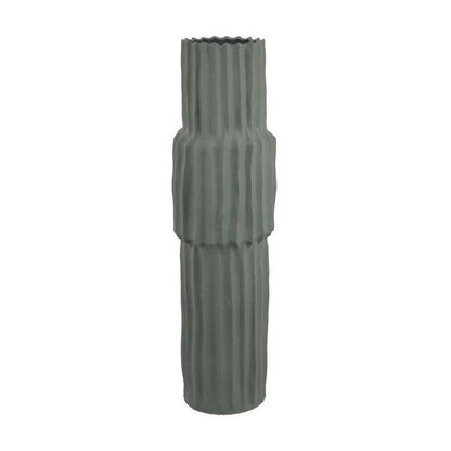 Decorative Accent Vase, Sleek Cactus Design, 36 Inch Green Ceramic