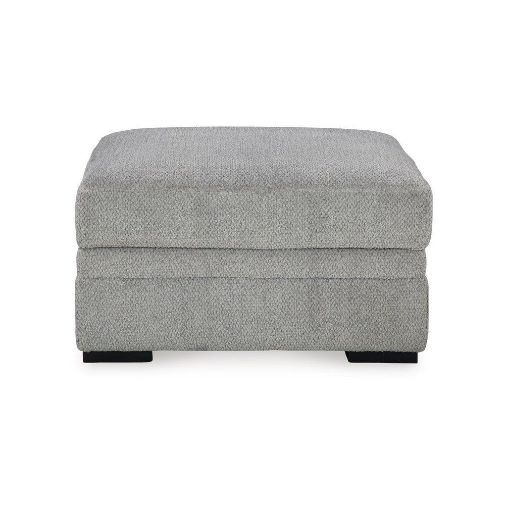 Viney Storage Ottoman with 4 Cupholders, Cement Gray Polyester 37 Inch