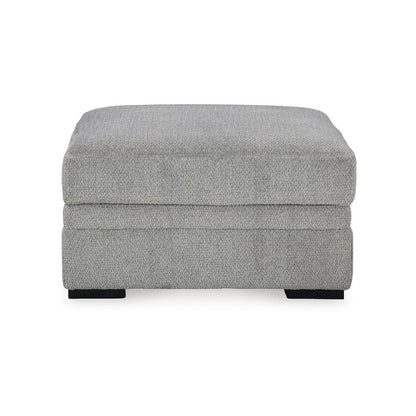 Viney Storage Ottoman with 4 Cupholders, Cement Gray Polyester 37 Inch