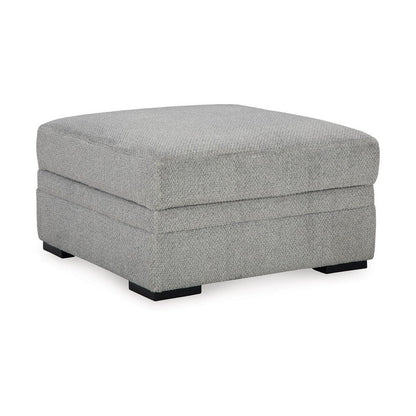 Viney Storage Ottoman with 4 Cupholders, Cement Gray Polyester 37 Inch