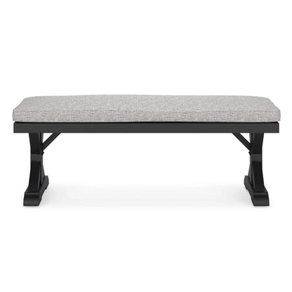 Tira Outdoor Bench, Gray Nuvella, 54 Inch, Black Wicker Trestle Base