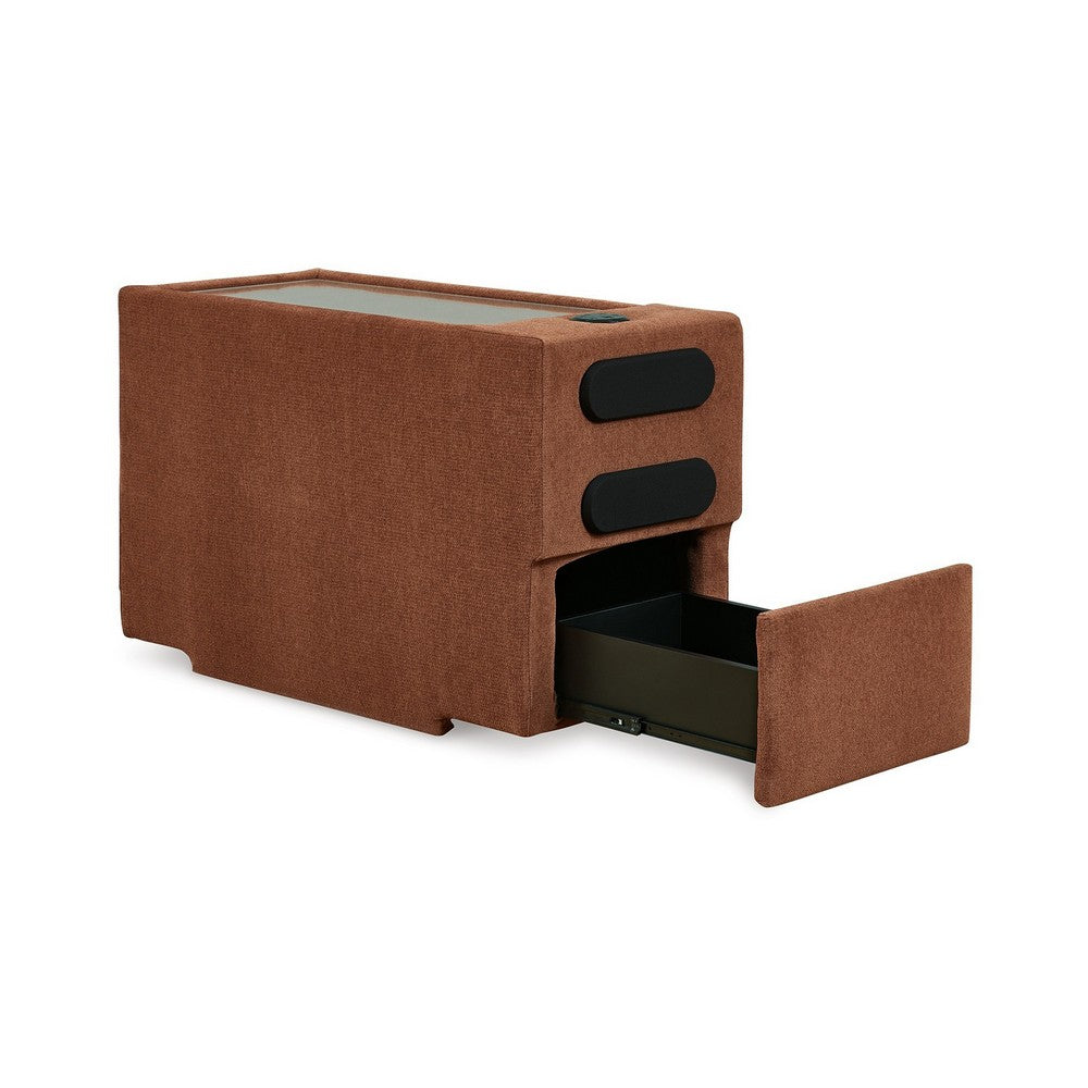 Meso Modular Console Side Table, Audio System, Spice Orange, 37 Inch