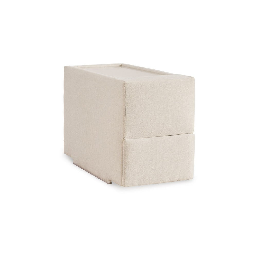 Meso Modular Console Side Table, Storage, Oyster Ivory Nuvella,37 Inch