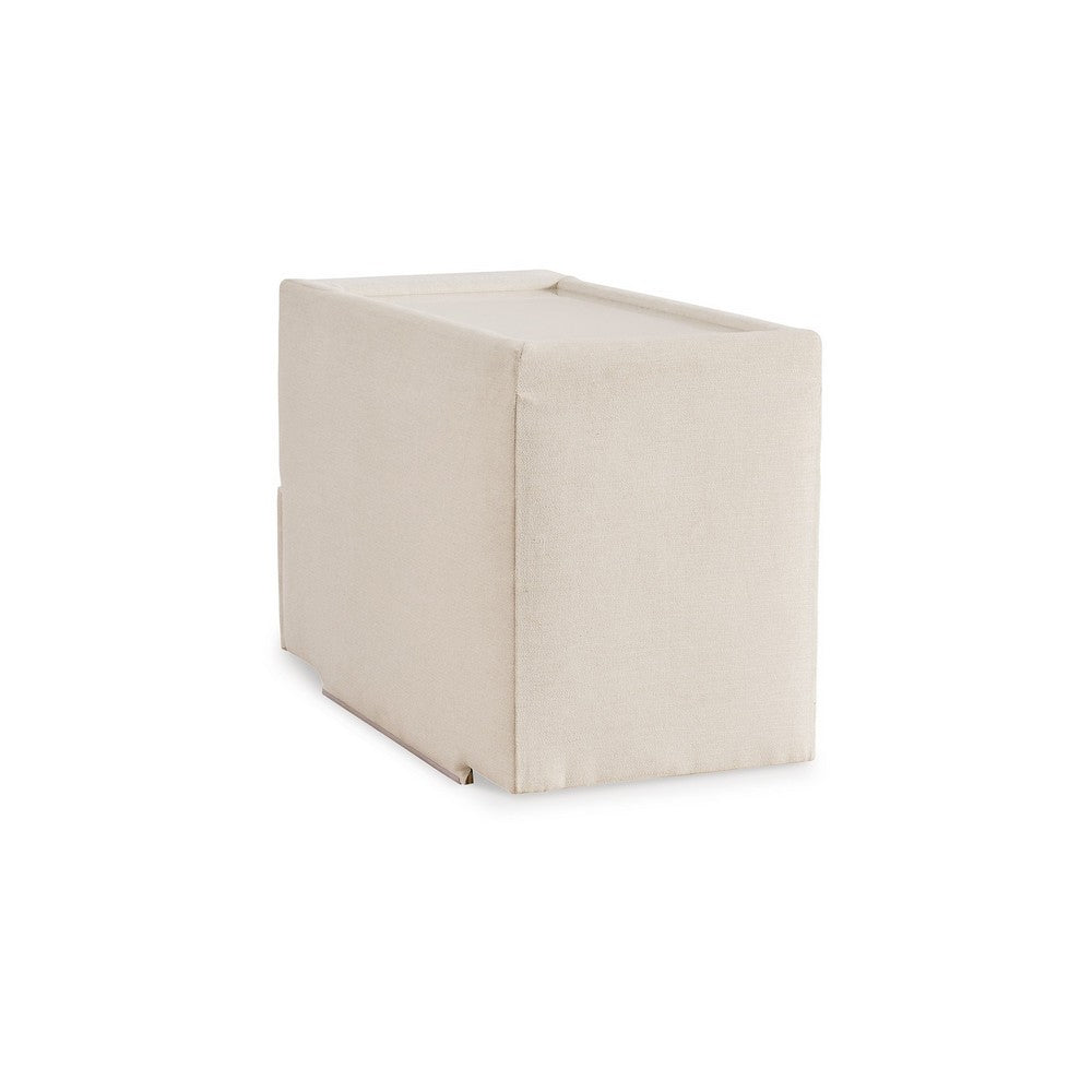 Meso Modular Console Side Table, Storage, Oyster Ivory Nuvella,37 Inch