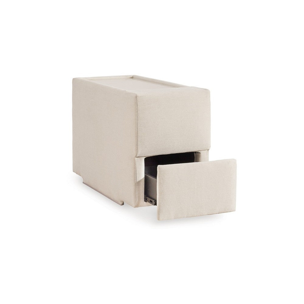 Meso Modular Console Side Table, Storage, Oyster Ivory Nuvella,37 Inch