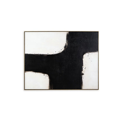 Leila Wall Art Decor, Black and White Minimalist Framed Canvas, 39x50