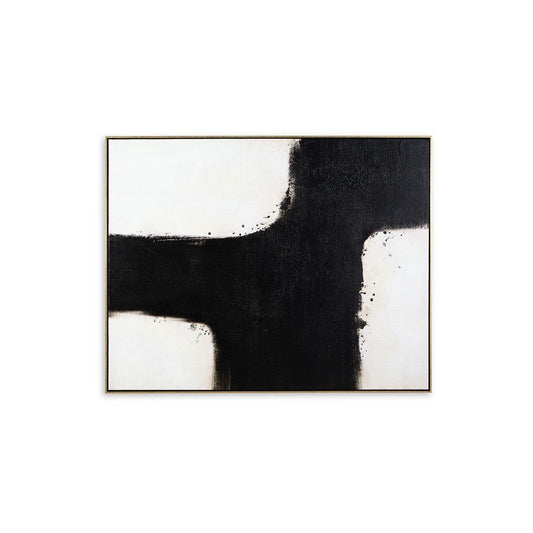 Leila Wall Art Decor, Black and White Minimalist Framed Canvas, 39x50