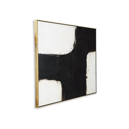 Leila Wall Art Decor, Black and White Minimalist Framed Canvas, 39x50