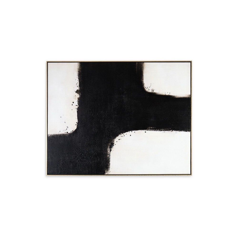 Leila Wall Art Decor, Black and White Minimalist Framed Canvas, 39x50