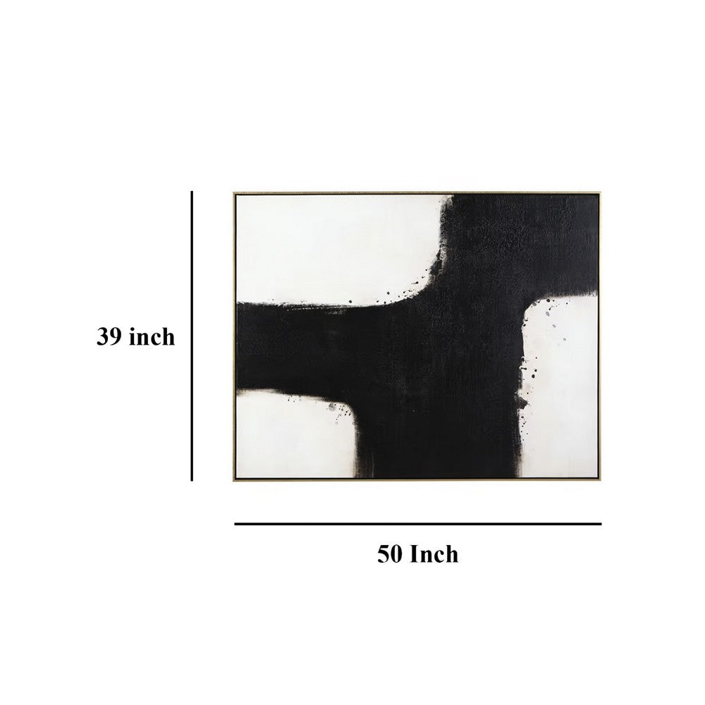 Leila Wall Art Decor, Black and White Minimalist Framed Canvas, 39x50