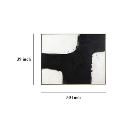 Leila Wall Art Decor, Black and White Minimalist Framed Canvas, 39x50