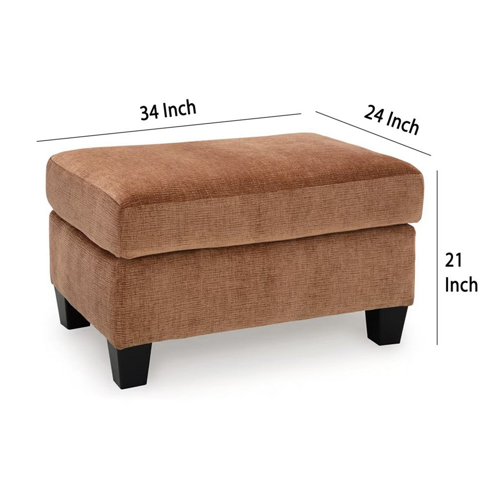 Emilia Rectangular Ottoman Bench, Soft Clay Brown Polyester 24x34 Inch