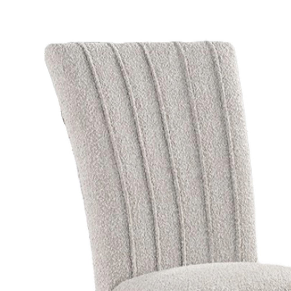 Reo Dining Side Chair Set of 2, Vertical Tufted Gray Boucle, Black