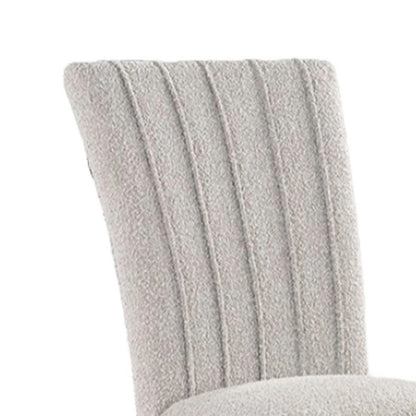 Reo Dining Side Chair Set of 2, Vertical Tufted Gray Boucle, Black