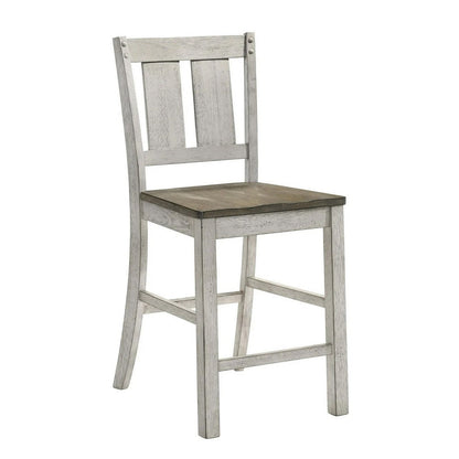 Koe 5pc Counter Height Round Table, Chair Set, White Brown Solid Wood
