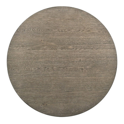 Koe Counter Height Table, 48 Inch Brown Round Top, White Pedestal Base