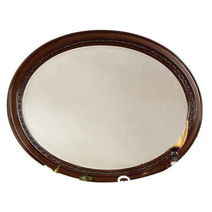 Lego Wall Mounting Mirror, 49 Inch Cherry Brown Solid Wood Oval Frame