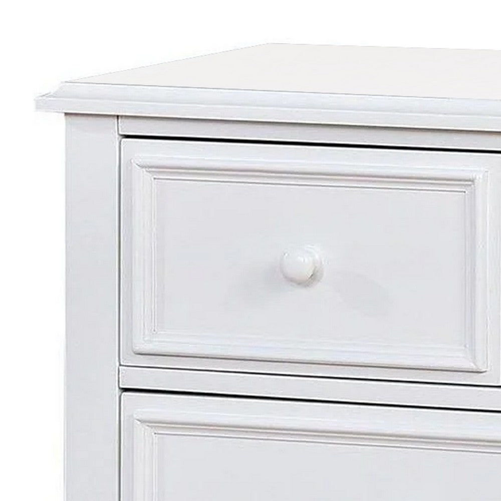 Kny Wide Dresser, 7 Drawers, Turned Feet, Traditional White Solid Wood