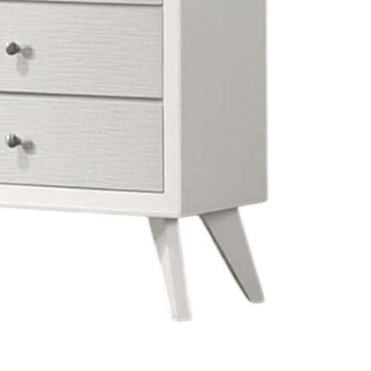 Tory Tall Dresser Chest, 5 Drawers w Bronze Knobs, Textured White Wood