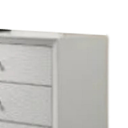Tory Wide Dresser, 6 Drawers w Bronze Knobs, Textured White Wood