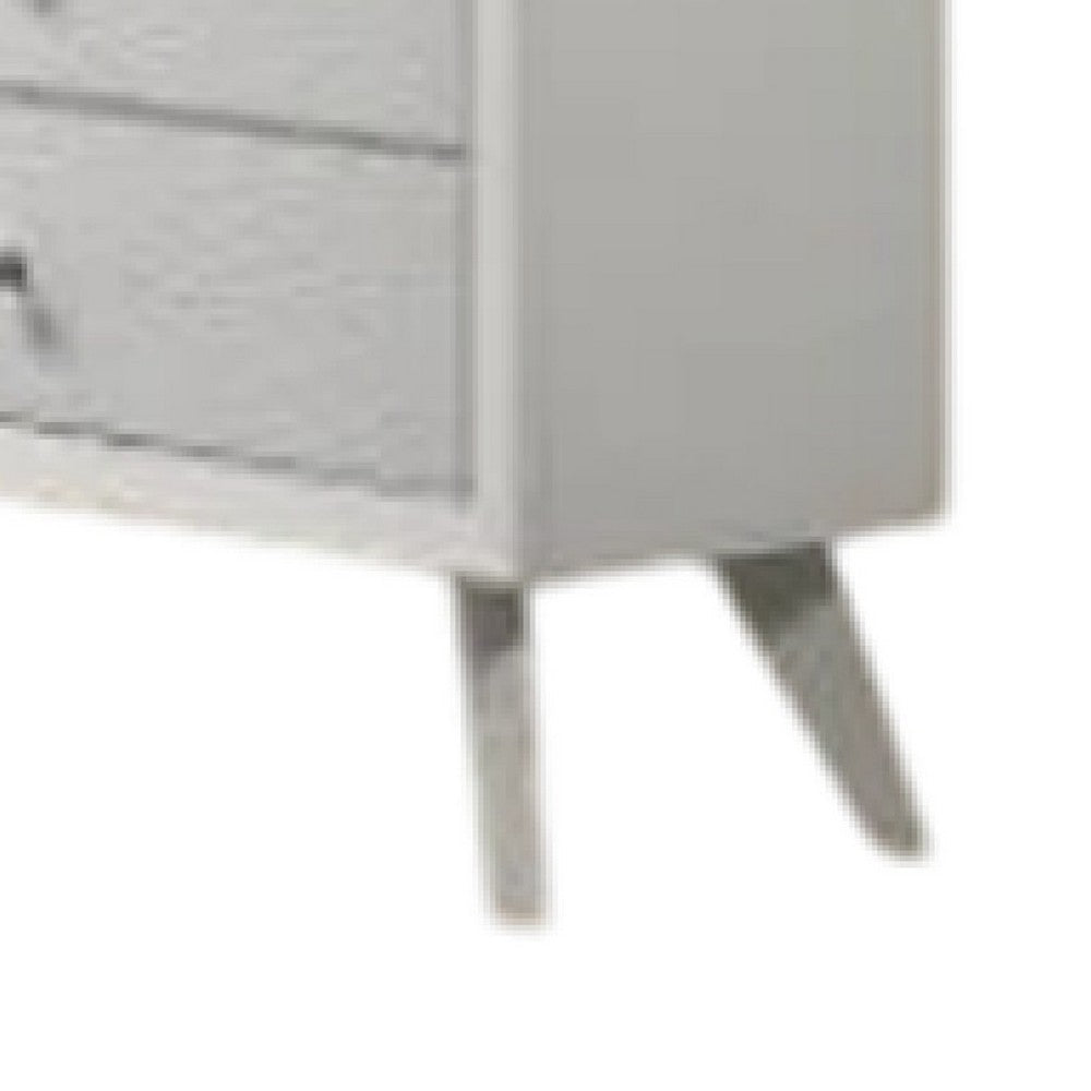 Tory Wide Dresser, 6 Drawers w Bronze Knobs, Textured White Wood