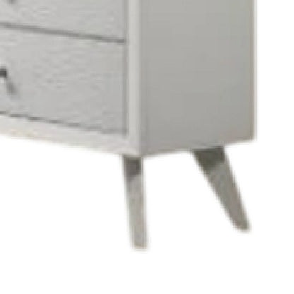 Tory Wide Dresser, 6 Drawers w Bronze Knobs, Textured White Wood