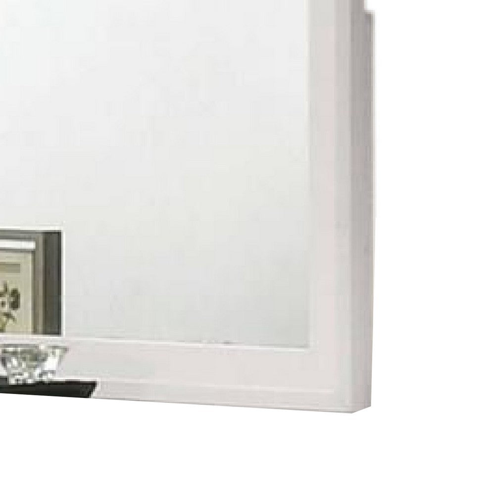 Tory Dresser Mirror, 36 Inch Rectangular, Classic White Solid Wood