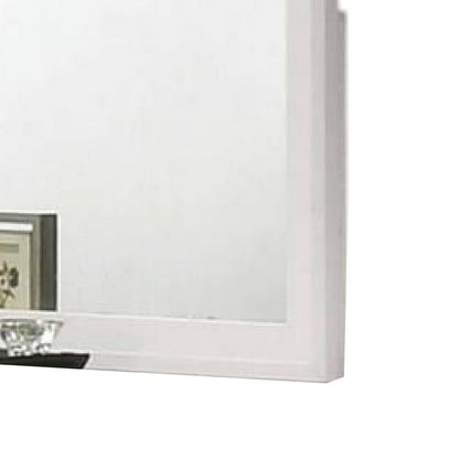 Tory Dresser Mirror, 36 Inch Rectangular, Classic White Solid Wood