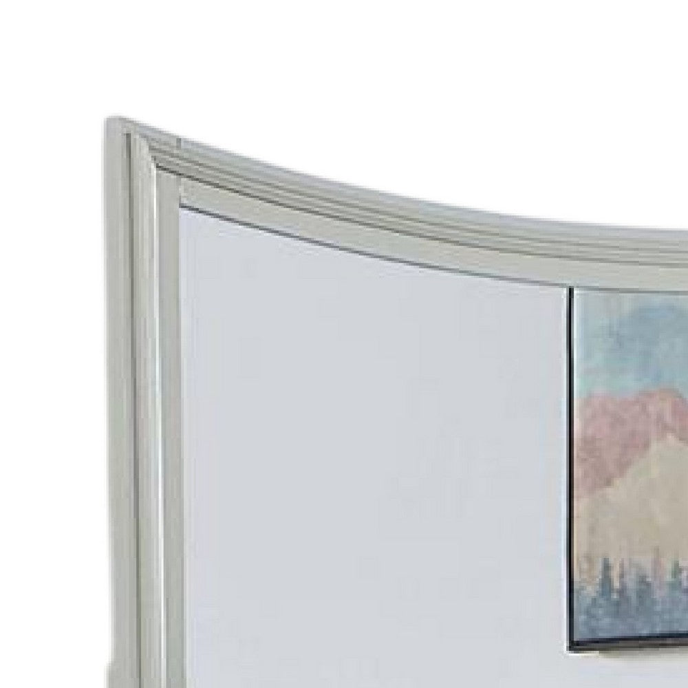 Roly Dresser Mirror, 37 Inch Gray Rectangular Solid Wood Molded Frame