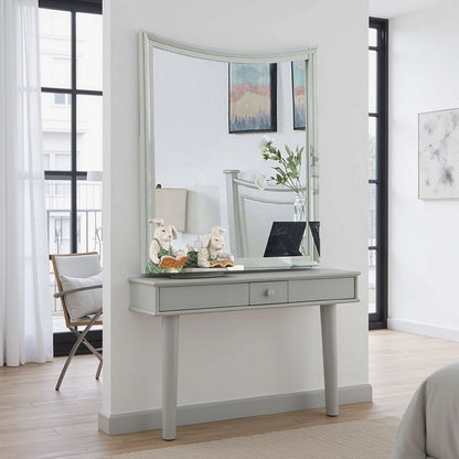 Roly Dresser Mirror, 37 Inch Gray Rectangular Solid Wood Molded Frame