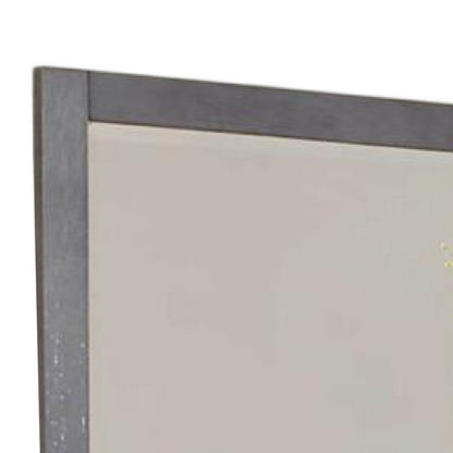 Levice Dresser Mirror, 38 Inch Rectangular, Gray Solid Wood Frame