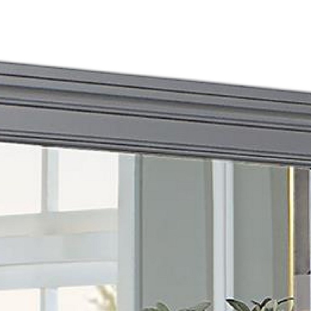 Lile Dresser Mirror w Crown Molding Frame, 42 Inch Gray Solid Wood