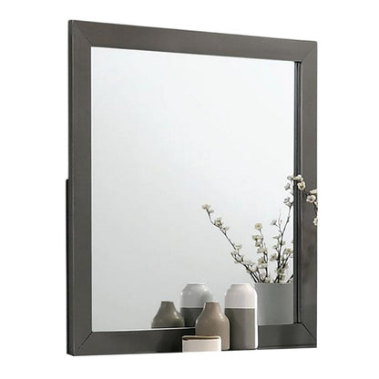 Aliso Dresser Mirror, Modern Metallic Gray Solid Wood Frame, 38 Inch
