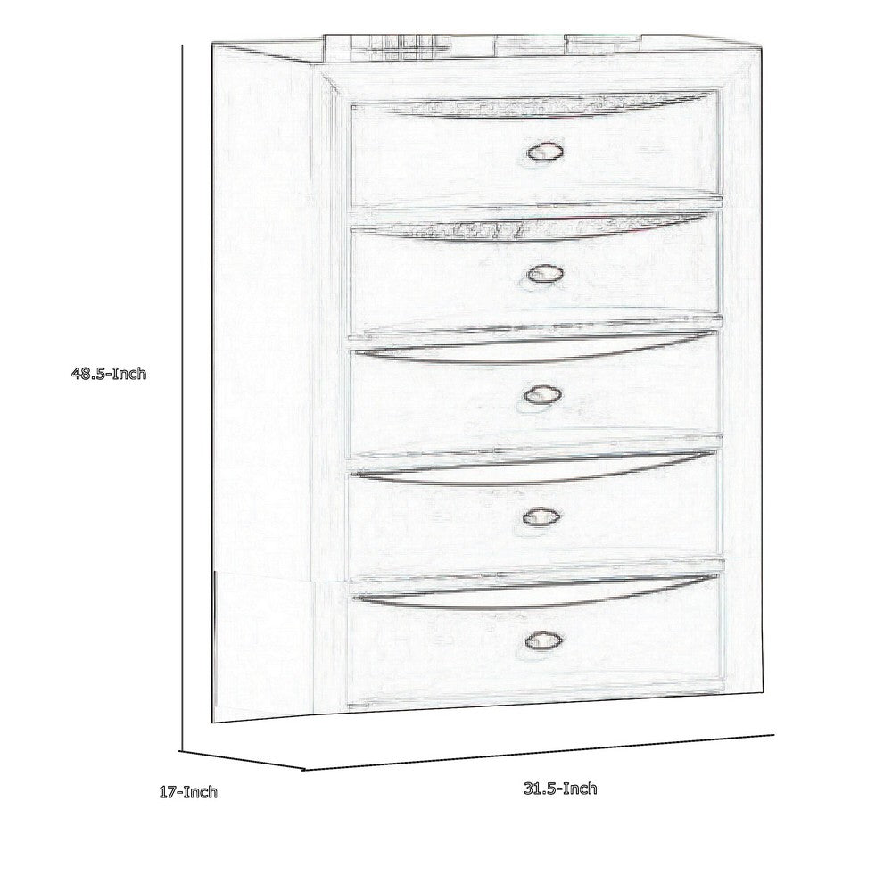 Simo Tall Dresser Chest, 5 Drawers, Chrome Handles, Modern Black Wood