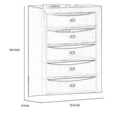 Simo Tall Dresser Chest, 5 Drawers, Chrome Handles, Modern Black Wood