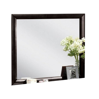 Simo Dresser Vanity Mirror, 40 Inch Modern Black Solid Wood Frame