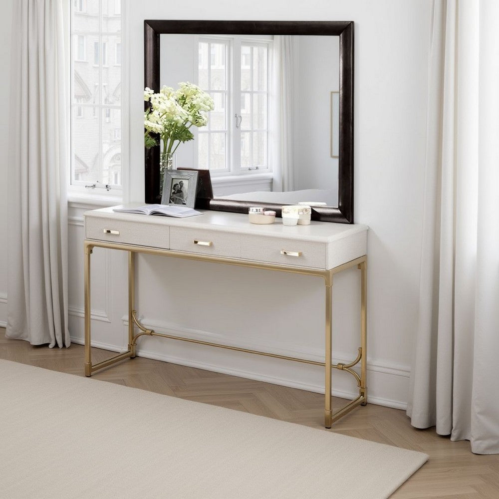 Simo Dresser Vanity Mirror, 40 Inch Modern Dark Gray Solid Wood Frame
